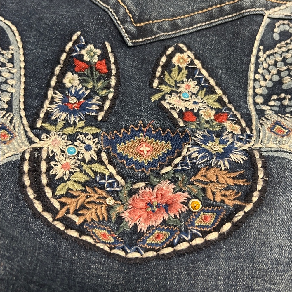 Grace Blue Denim Jacket with Angel Wings XL - Picture 6 of 6